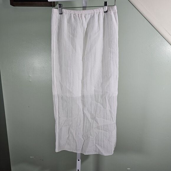 Zara Women Semi Sheer Midi Skirt Oyster White Size XS Elastic Waist - Picture 3 of 10